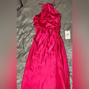 Pink Satin Midi Dress - RUNAWAY THE LABEL